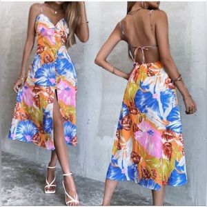 Zara Tropical Print Midi Dress